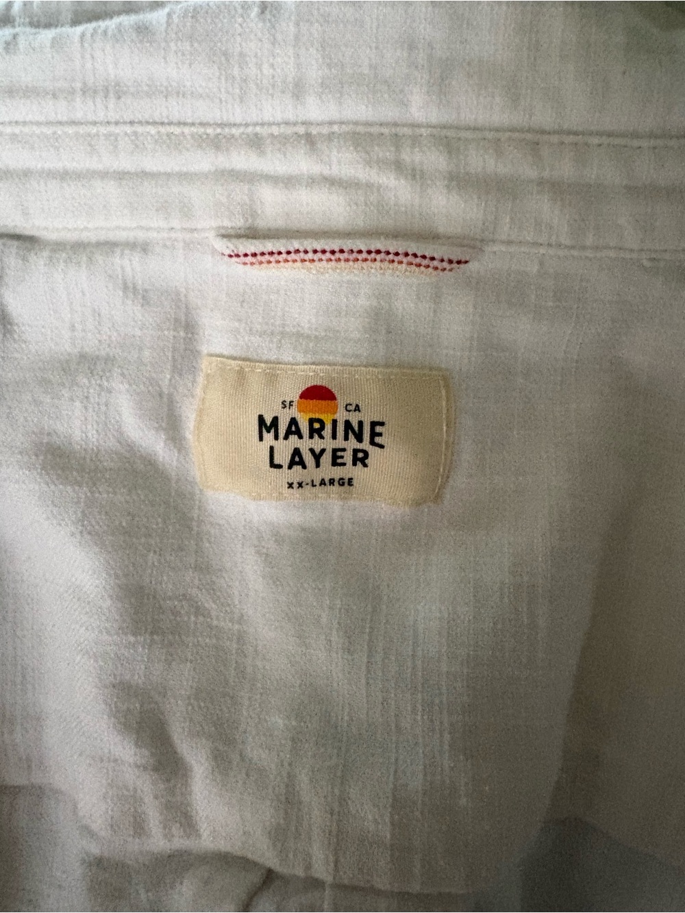 Marine Layer Stretch Selvage Short Sleeve Shirt Cotton in Natural Ivory XXL - Picture 12 of 14